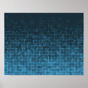 Póster Azul, moderno, retro, fresco, moderno patrón de pu