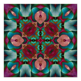 Póster Azul ondulado rosa rosa y verde azul Kaleidoscopio