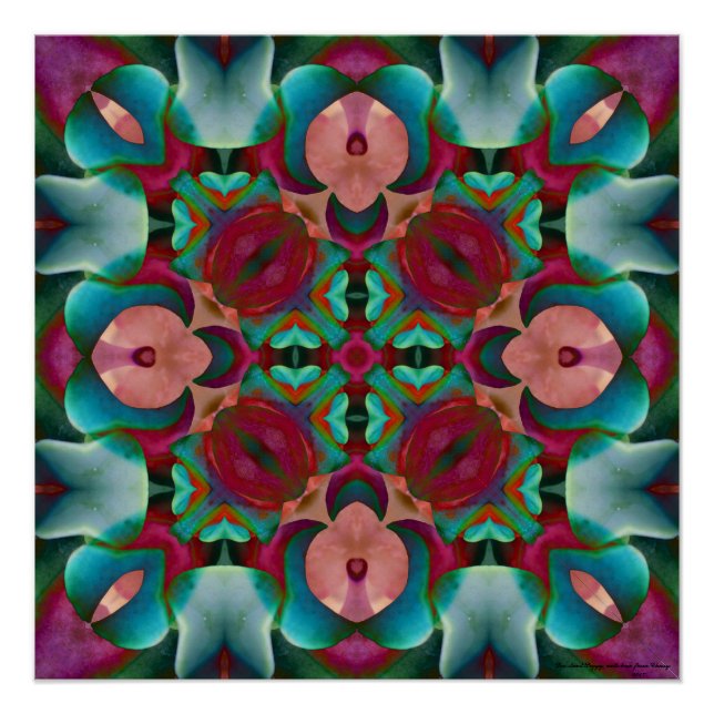 Póster Azul ondulado rosa rosa y verde azul Kaleidoscopio (Anverso)