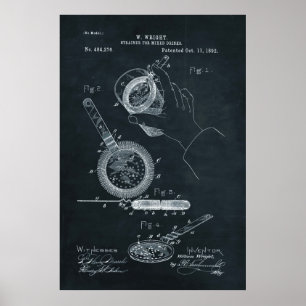 Póster Azul oscura   Strainer Para La Patente De Bebidas 