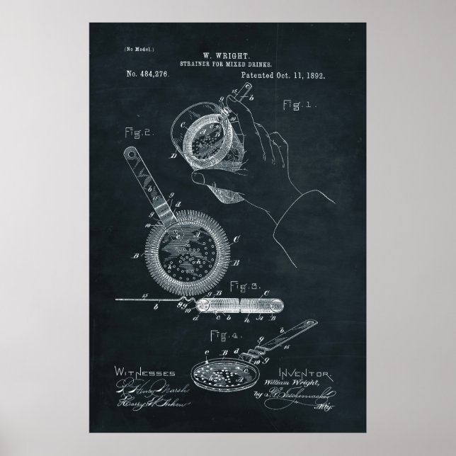 Póster Azul oscura | Strainer Para La Patente De Bebidas  (Frente)