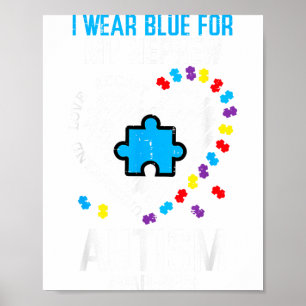 Póster Azul Para Conciencia Del Autismo Del Sobrino Famil