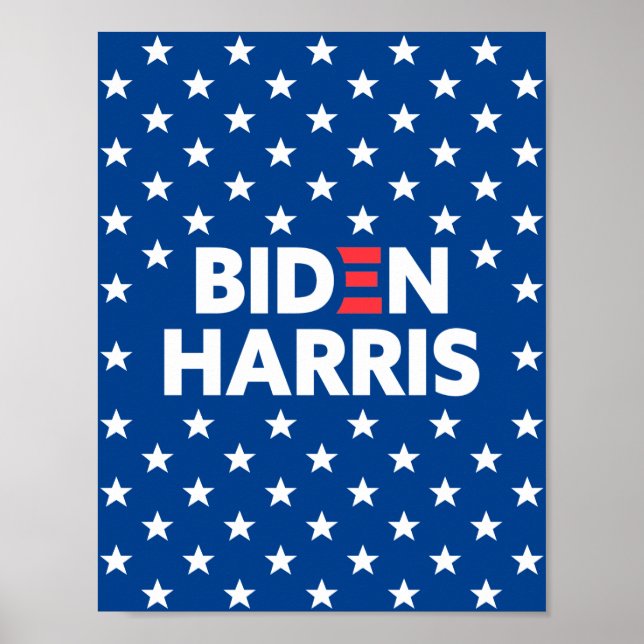 Póster Azul patrón de estrellas blancas Biden / Harris (Frente)