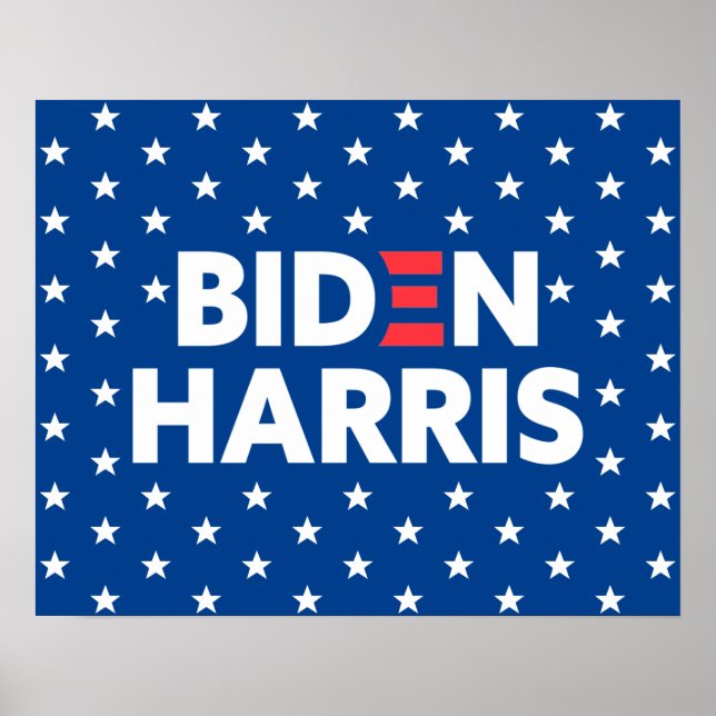 Póster Azul patrón de estrellas blancas Biden / Harris (Frente)