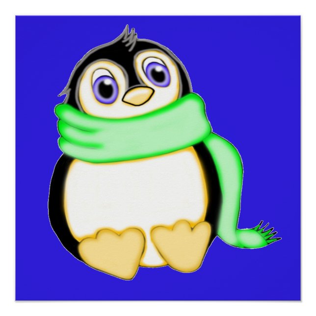 Poster azul Perky Penguin (Anverso)