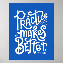 Póster azul personalizable La práctica hace mejor