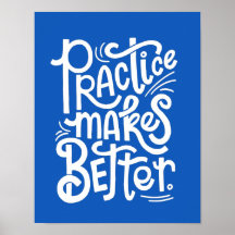 Póster azul personalizable La práctica hace que se