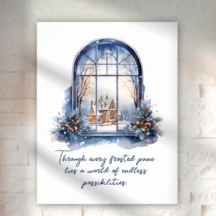 Póster Azul Personalizado Blanco Nieve Nórdico Inspiracio