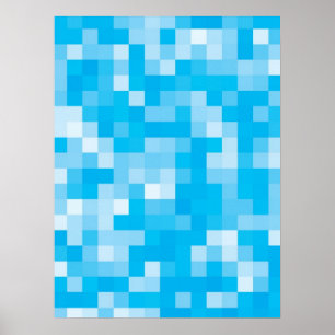 Póster Azul Pixelado