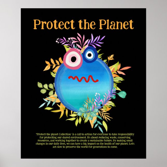 Póster AZUL PROTEGER EL PLANETA GUARDAR LA TIERRA Poster  (Frente)