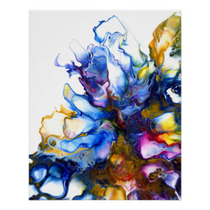 Póster Azul real y rosa abstracto arte fluido