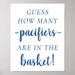 Póster Azul simple cuántos   Juego de adivinanzas de Ceru