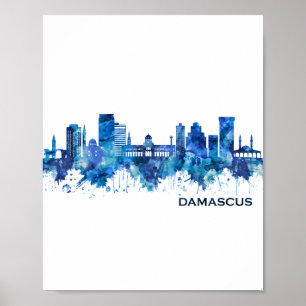 Póster Azul Skyline de Damasco