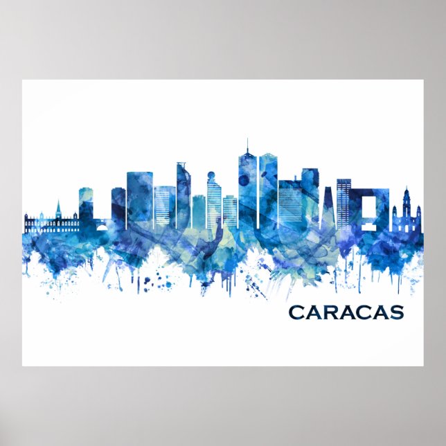 Póster Azul Skyline Venezuela de Caracas (Frente)