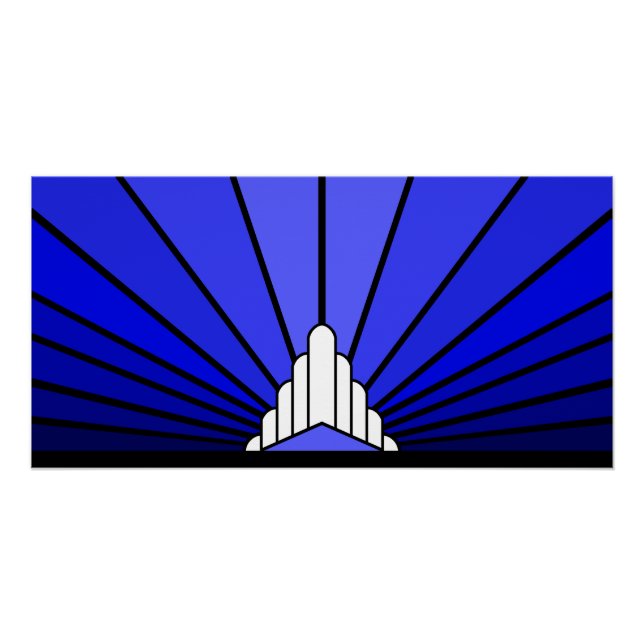 Póster Azul solar Art deco (Anverso)