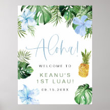 Azul tropical LALANI Hibiscus Luau Primer cumpleañ