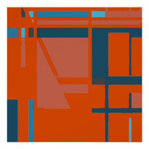 Póster Azul turquesa oxidado en Naranja brillante MCM loo