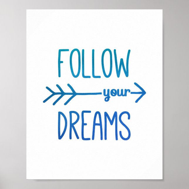 Póster Azul Turquesa Sigue Tus Sueños Frase Inspiradora (Frente)