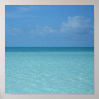 Póster Azul turquesa tropical del horizonte del Caribe