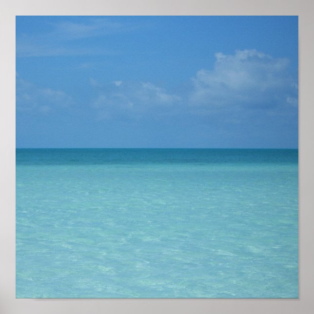 Póster Azul turquesa tropical del horizonte del Caribe (Frente)