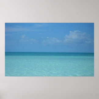 Póster Azul turquesa tropical del horizonte del Caribe