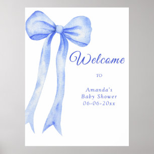 Póster azul un arco - bienvenido fiesta de ducha bebé