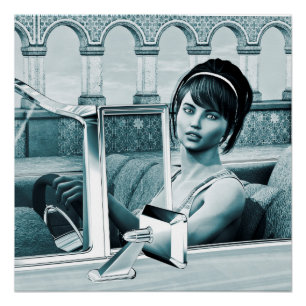 Póster Azul Vintage