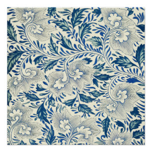 Póster Azul Vintage Floral Asiático: Chinoiserie Antiguo