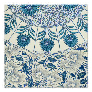 Póster Azul Vintage Floral Asiático: Chinoiserie Antiguo
