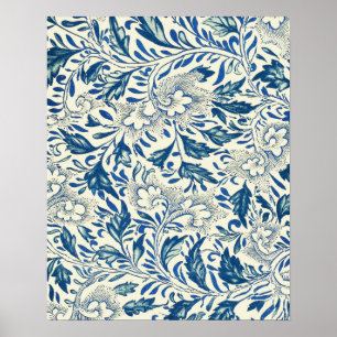 Póster Azul Vintage Floral Asiático: Chinoiserie Antiguo