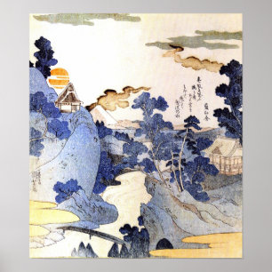Póster Azul vintage Japón Woodblock Art Ukiyo-E