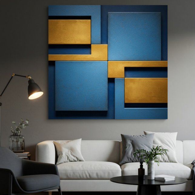 Póster Azul y Dorado Geométrico Abstracto de Lujo (Subido por el creador)