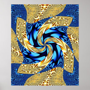 Póster Azul y poster del remolino del oro