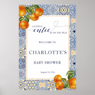Póster Azulejo de bienvenida para baby shower Little Cuti