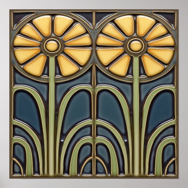Póster Azulejo de Girasoles (Frente)