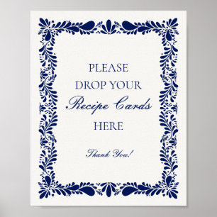 Póster Azulejo de Talavera Azul Español Comparte una rece