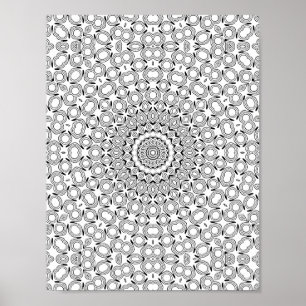 Póster Azulejo Ornado de Guijarro Patrón de Mandala Calei