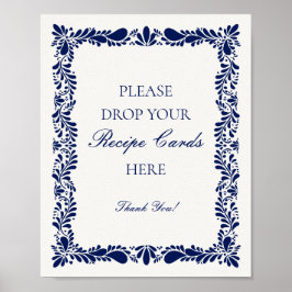 Póster Azulejo Talavera Azul Español Comparte una Receta 