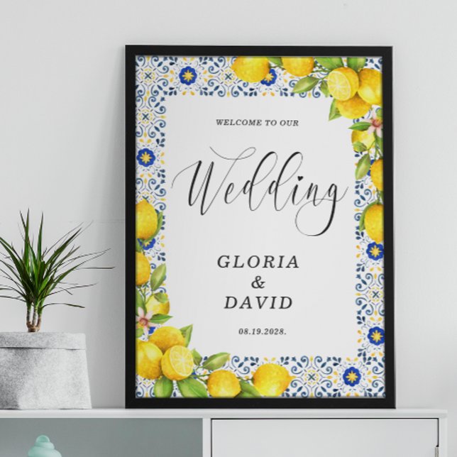 Póster Azulejos Azules de Limón Bienvenida Boda (Subido por el creador)