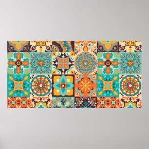 Póster Azulejos de colores. Portugués tradicional o