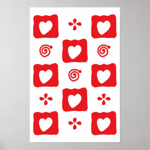 Póster Azulejos de corazón mosaico