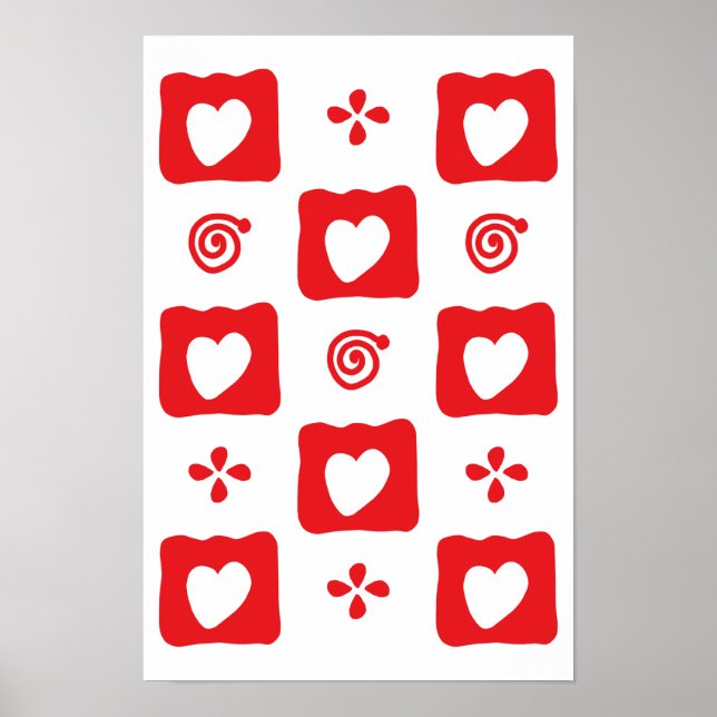 Póster Azulejos de corazón mosaico (Frente)
