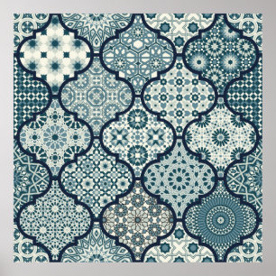 Póster azulejos decorativos árabes mosaicos mosaicos patc