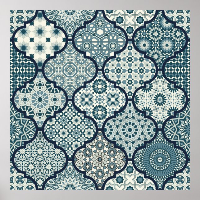 Póster azulejos decorativos árabes mosaicos mosaicos patc (Frente)