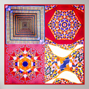 Póster Azulejos geométricos con un giro CG