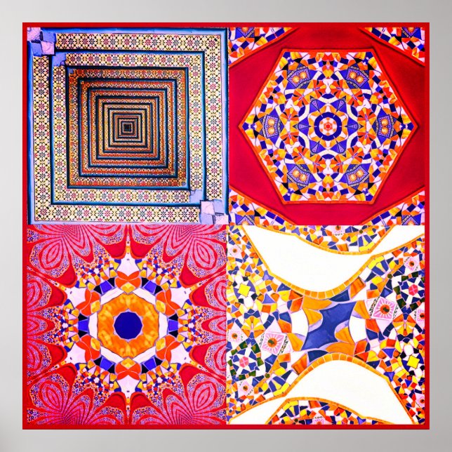 Póster Azulejos geométricos con un giro CG (Frente)