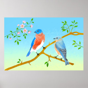 Póster Azulejos Pálido Azul y Verde