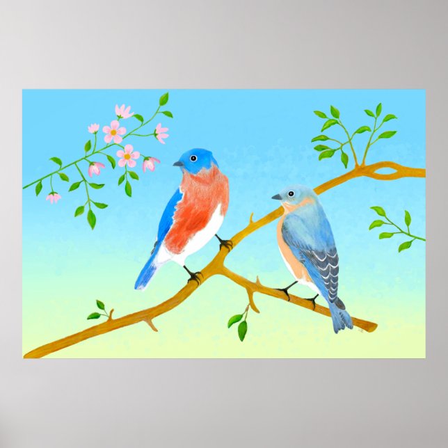 Póster Azulejos Pálido Azul y Verde (Frente)