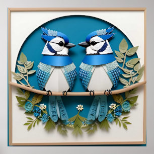 Póster Azulejos Posados Entre Detalles Florales