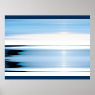 Póster Azules abstractos minimalistas del cielo y el mar